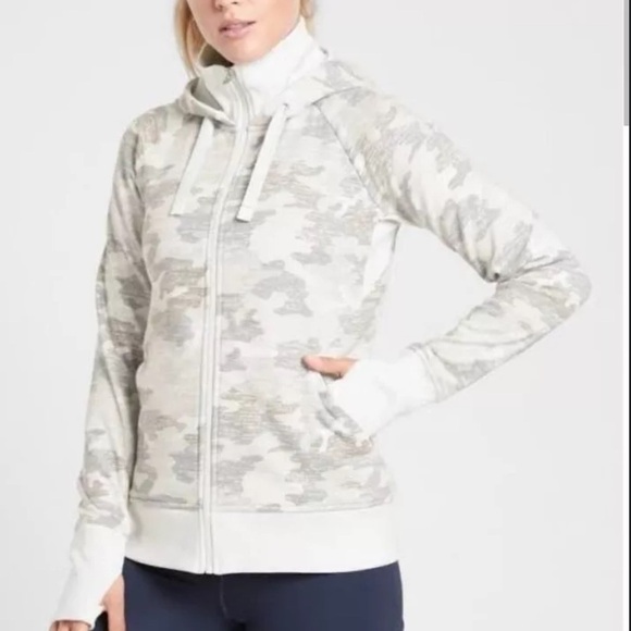Athleta Triumph Grey Camo Zip Up Hoodie Jacket - Picture 7 of 8